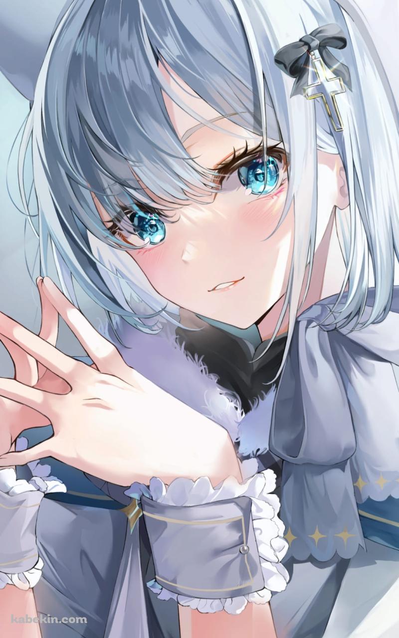 指を合わせるかわいい花芽すみれ (かがすみれ) / ぶいすぽっ! / バーチャルYouTuber / ファンアート / イラストのAndroidの壁紙(800px x 1280px) スマホ用
