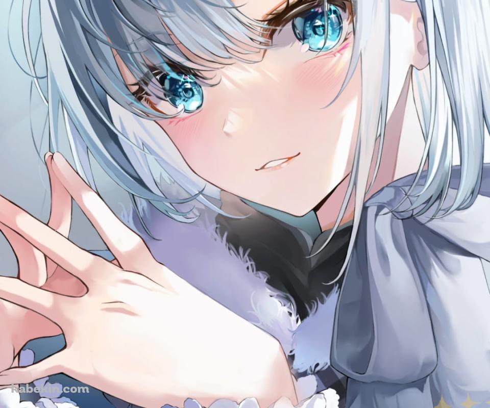 指を合わせるかわいい花芽すみれ (かがすみれ) / ぶいすぽっ! / バーチャルYouTuber / ファンアート / イラストのAndroidの壁紙(960px x 800px) スマホ用