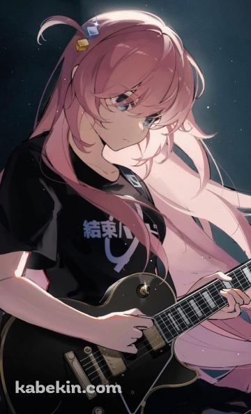 ライブでギターを弾く後藤ひとり / 結束バンド / ぼっち・ざ・ろっく! / ファンアート / イラストのAndroidの壁紙(360px x 592px) スマホ用