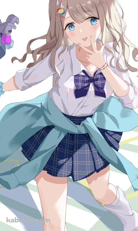 顔に手をあてる芹沢あさひ / セーラー服 / アイドルマスター シャイニーカラーズ / ファンアート / イラストのAndroidの壁紙(480px x 800px) スマホ用