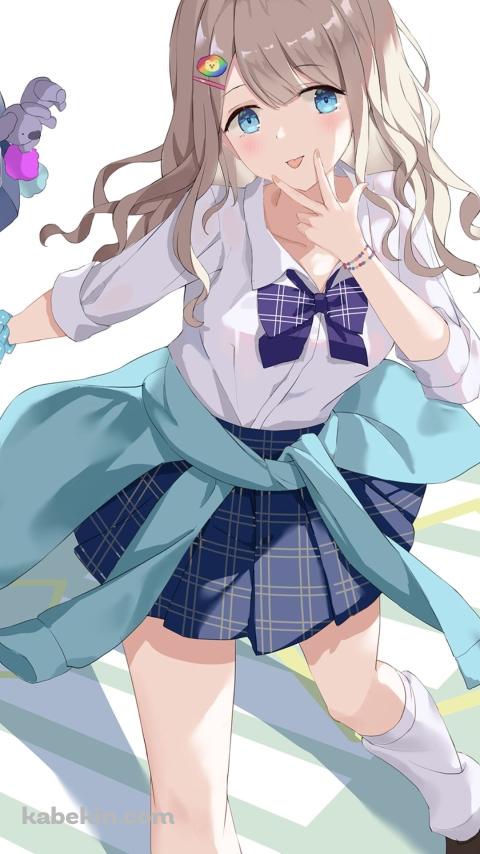 顔に手をあてる芹沢あさひ / セーラー服 / アイドルマスター シャイニーカラーズ / ファンアート / イラストのAndroidの壁紙(480px x 854px) スマホ用