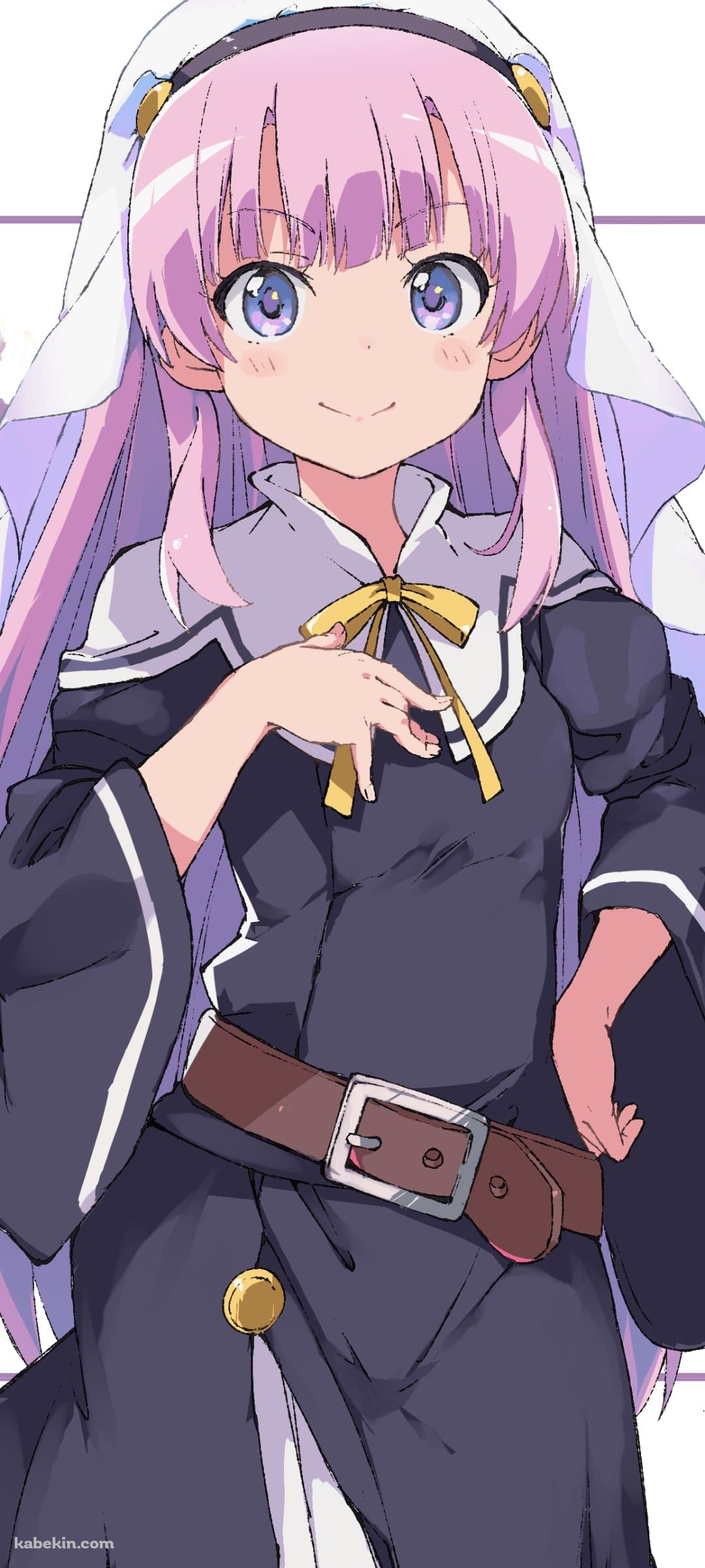 腰に手をあてて微笑む佐藤ひな / 神様になった日 / ファンアート / イラストのAndroidの壁紙(1080px x 2400px) スマホ用