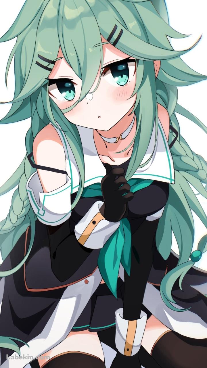 座っているかわいい山風 / 艦隊これくしょん / ファンアート / イラストのAndroidの壁紙(720px x 1280px) スマホ用