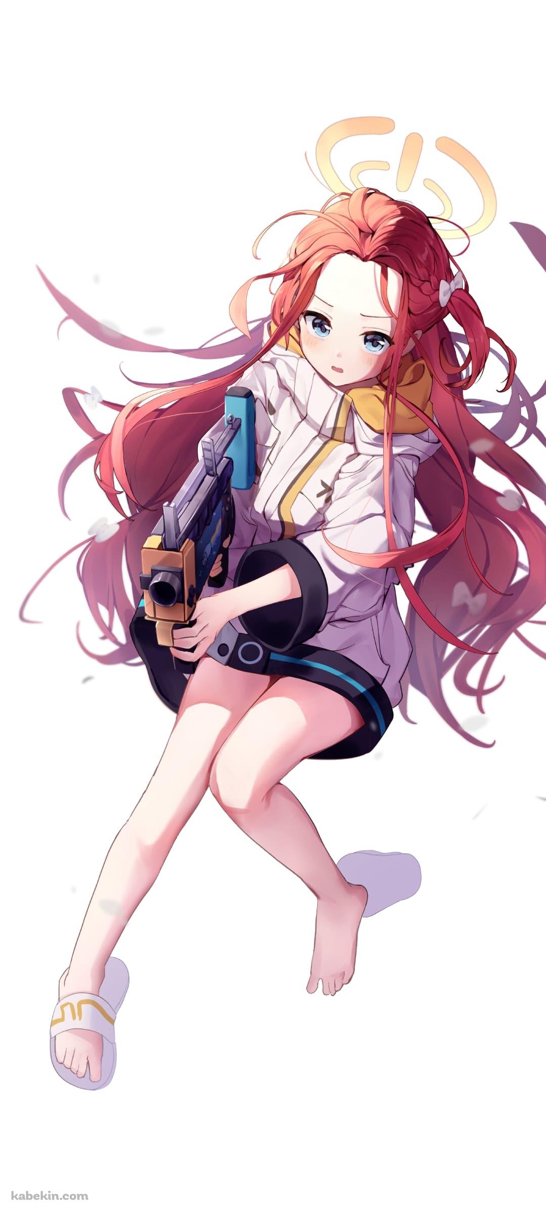 銃をかまえる花岡ユズ / ブルアカ / ブルーアーカイブ / ファンアート / イラストのAndroidの壁紙(1080px x 2400px) スマホ用