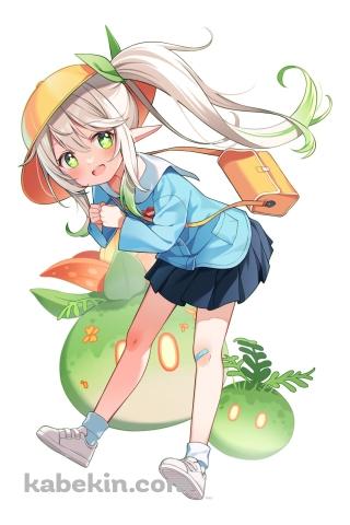 黄色い帽子を被ったかわいいナヒーダとスライム / 原神のAndroidの壁紙(320px x 480px) スマホ用