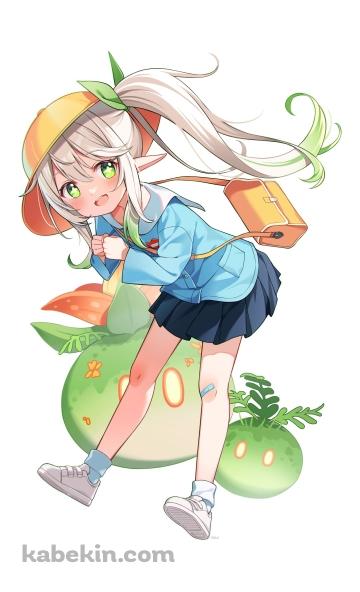 黄色い帽子を被ったかわいいナヒーダとスライム / 原神のAndroidの壁紙(360px x 592px) スマホ用
