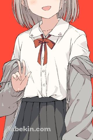 こちらに向かってピースをする芹沢あさひ / アイドルマスターシャイニーカラーズ / ファンアート / イラストのAndroidの壁紙(320px x 480px) スマホ用