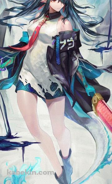 赤い剣を持つシー / アークナイツ / ファンアート / イラストのAndroidの壁紙(360px x 592px) スマホ用