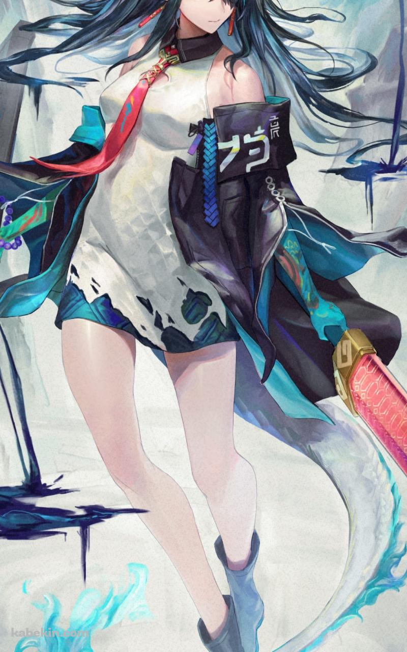 赤い剣を持つシー / アークナイツ / ファンアート / イラストのAndroidの壁紙(800px x 1280px) スマホ用