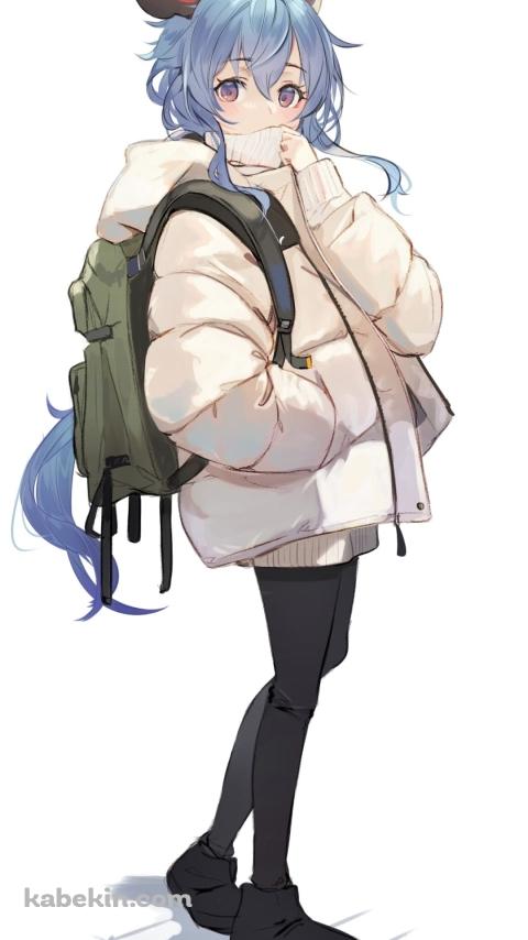 私服姿の甘雨 / 緑の大きなリュック / 原神のAndroidの壁紙(480px x 854px) スマホ用