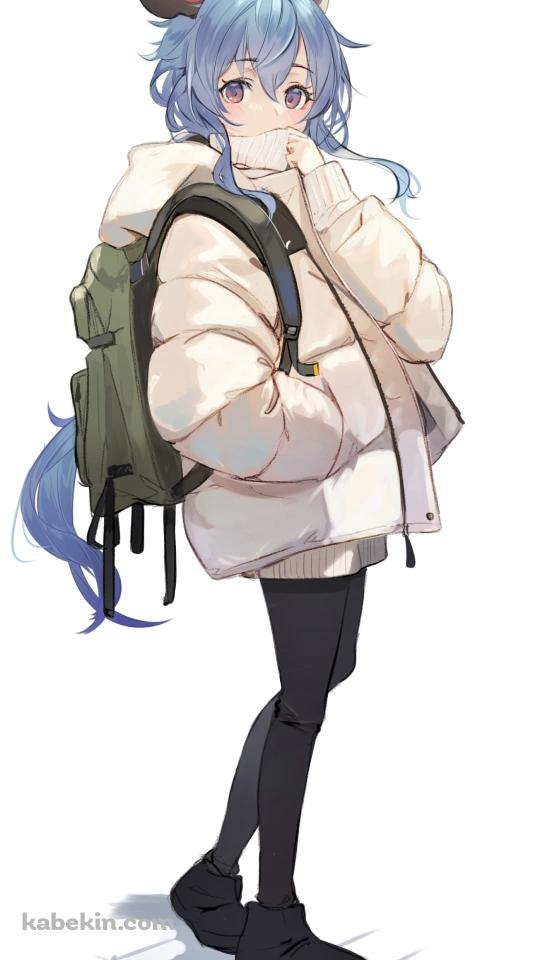 私服姿の甘雨 / 緑の大きなリュック / 原神のAndroidの壁紙(540px x 960px) スマホ用