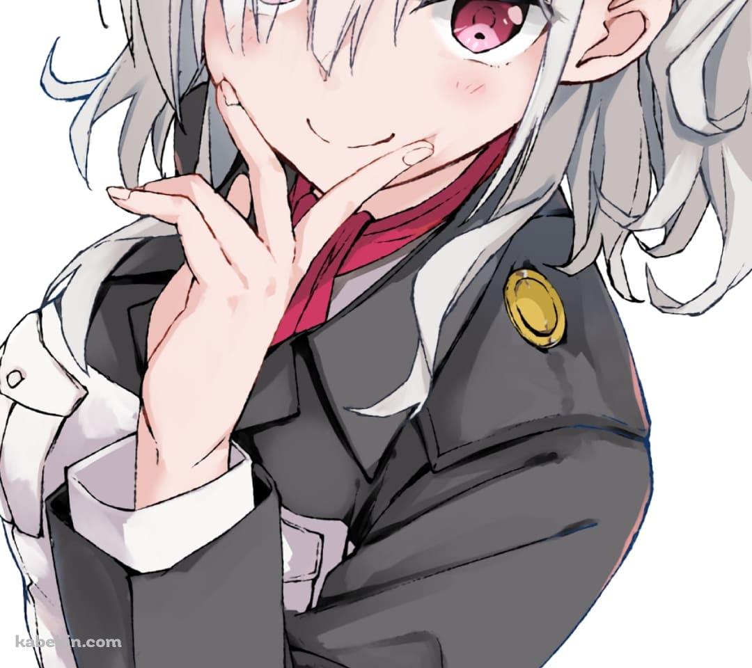 口元に指元をあて微笑む駒込・アズズ / 戦翼のシグルドリーヴァ / ファンアート / イラストのAndroidの壁紙(1080px x 960px) スマホ用