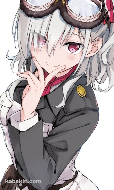 口元に指元をあて微笑む駒込・アズズ / 戦翼のシグルドリーヴァ / ファンアート / イラストのAndroidの壁紙(480px x 800px) スマホ用