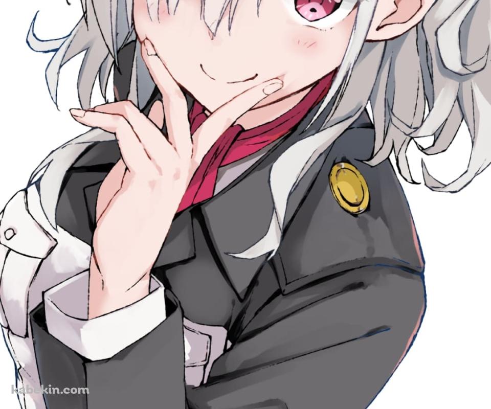 口元に指元をあて微笑む駒込・アズズ / 戦翼のシグルドリーヴァ / ファンアート / イラストのAndroidの壁紙(960px x 800px) スマホ用