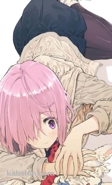 フォウをなでるマシュ・キリエライト / fate/grand order / ファンアート / イラストのAndroidの壁紙(360px x 592px) スマホ用