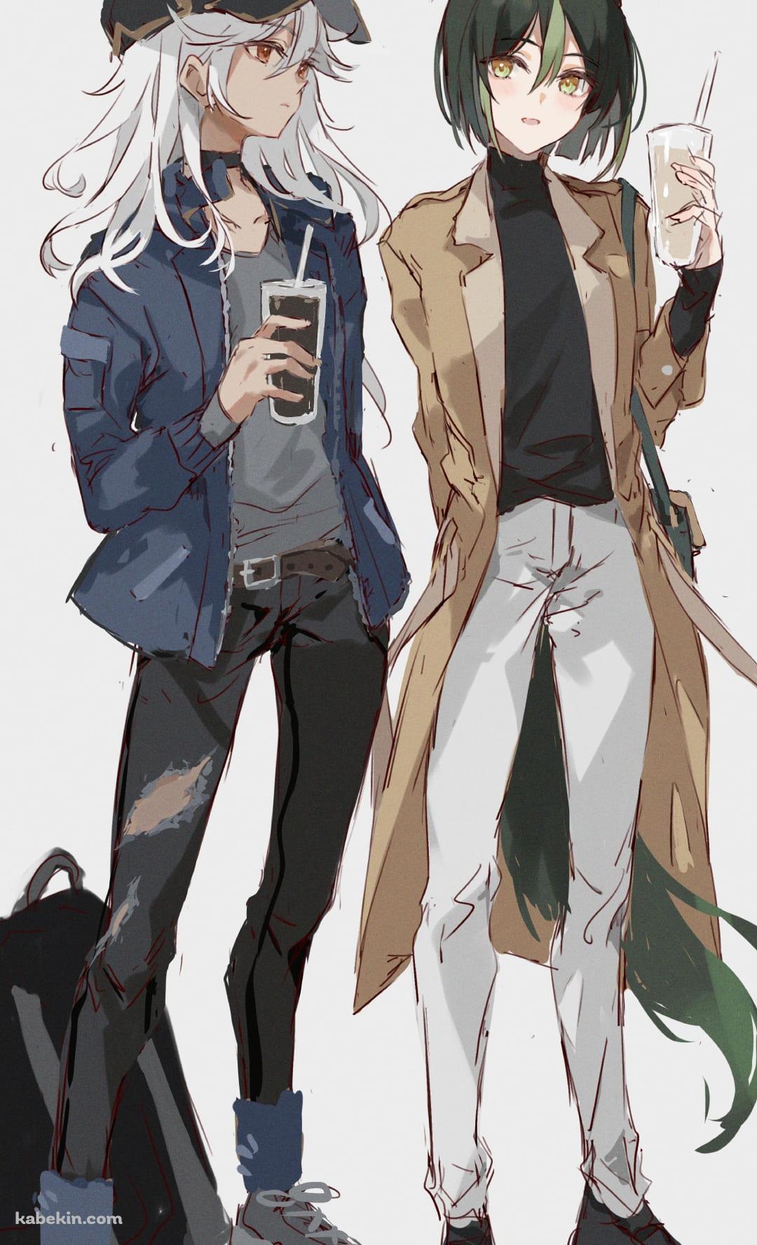 ジュースを持ち談笑するティナリとセノ / 原神のAndroidの壁紙(1080px x 1776px) スマホ用