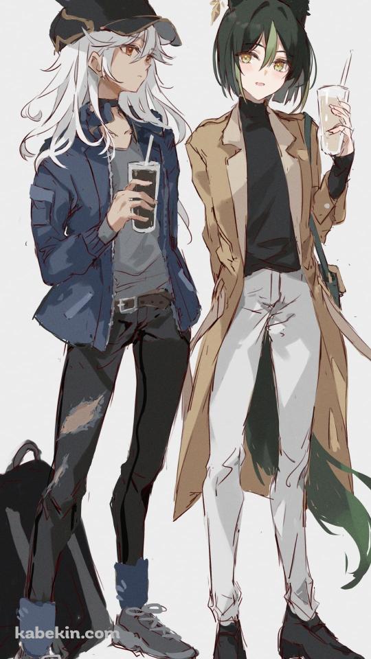 ジュースを持ち談笑するティナリとセノ / 原神のAndroidの壁紙(540px x 960px) スマホ用