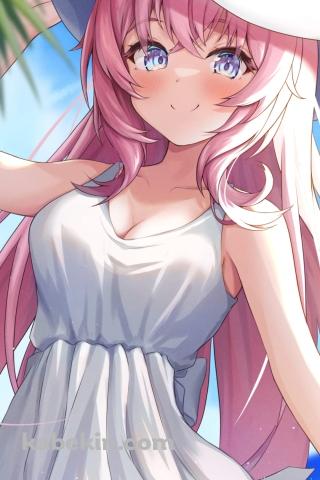 バカンス中のかわいい博衣こより / ホロライブ / バーチャルYouTuber / ファンアート / イラストのAndroidの壁紙(320px x 480px) スマホ用