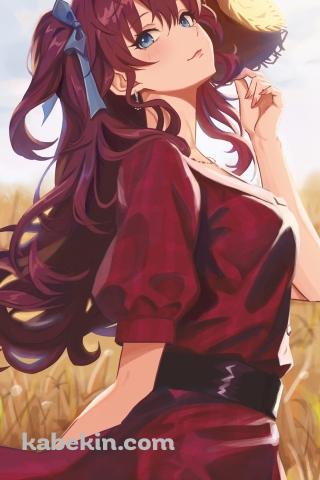 麦わら帽子を持つかわいい一ノ瀬志希(いちのせしき) / しきにゃん / アイドルマスターシンデレラガールズ / ファンアート / イラストのAndroidの壁紙(320px x 480px) スマホ用