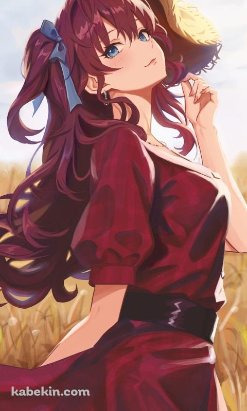 麦わら帽子を持つかわいい一ノ瀬志希(いちのせしき) / しきにゃん / アイドルマスターシンデレラガールズ / ファンアート / イラストのAndroidの壁紙(480px x 800px) スマホ用