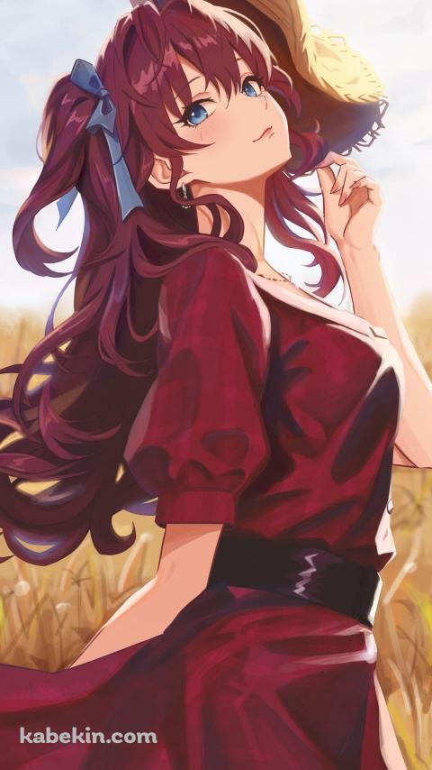 麦わら帽子を持つかわいい一ノ瀬志希(いちのせしき) / しきにゃん / アイドルマスターシンデレラガールズ / ファンアート / イラストのAndroidの壁紙(480px x 854px) スマホ用