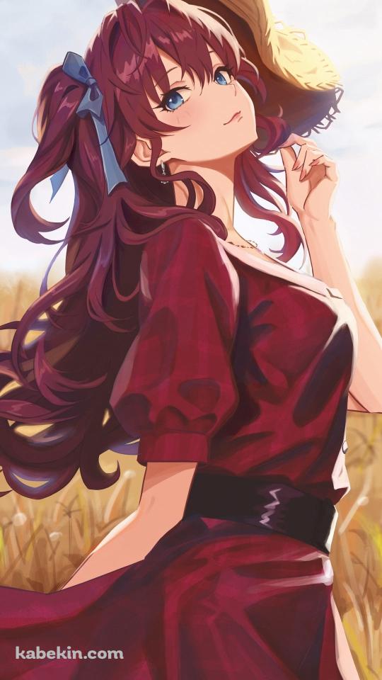 麦わら帽子を持つかわいい一ノ瀬志希(いちのせしき) / しきにゃん / アイドルマスターシンデレラガールズ / ファンアート / イラストのAndroidの壁紙(540px x 960px) スマホ用