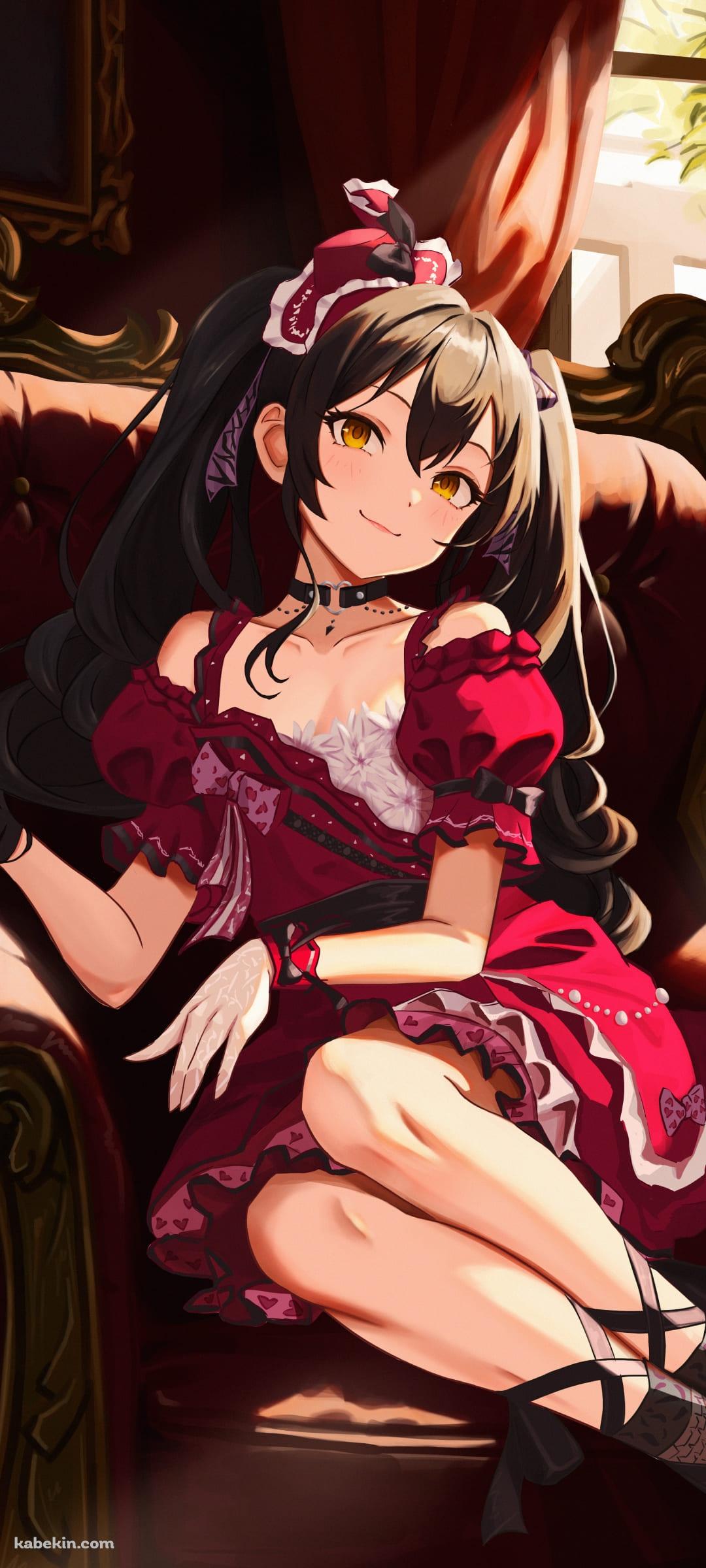 赤いドレスを着たかわいい的場梨沙 / アイマス / アイドルマスターシンデレラガールズ / ファンアート / イラストのAndroidの壁紙(1080px x 2400px) スマホ用