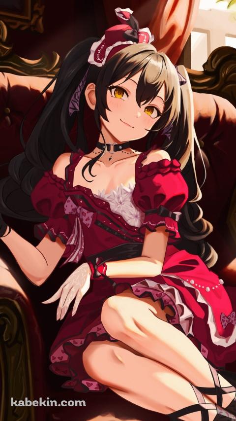 赤いドレスを着たかわいい的場梨沙 / アイマス / アイドルマスターシンデレラガールズ / ファンアート / イラストのAndroidの壁紙(480px x 854px) スマホ用