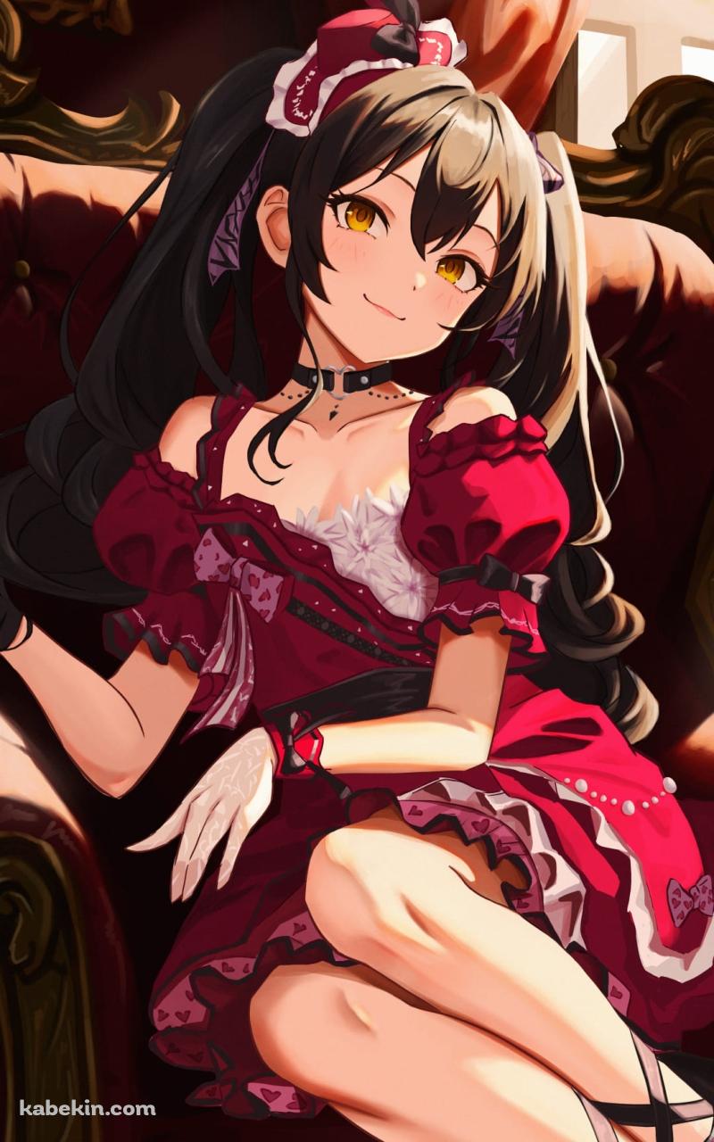 赤いドレスを着たかわいい的場梨沙 / アイマス / アイドルマスターシンデレラガールズ / ファンアート / イラストのAndroidの壁紙(800px x 1280px) スマホ用