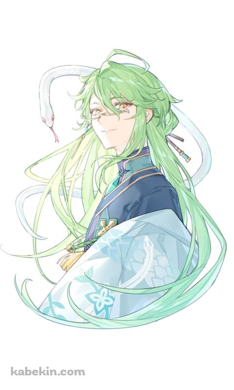 こちらを見つめる白朮 / 白蛇 / 原神のAndroidの壁紙(480px x 800px) スマホ用