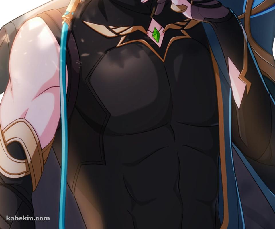 口元に指をあてこちらを見つめるアルハイゼン / 原神のAndroidの壁紙(960px x 800px) スマホ用