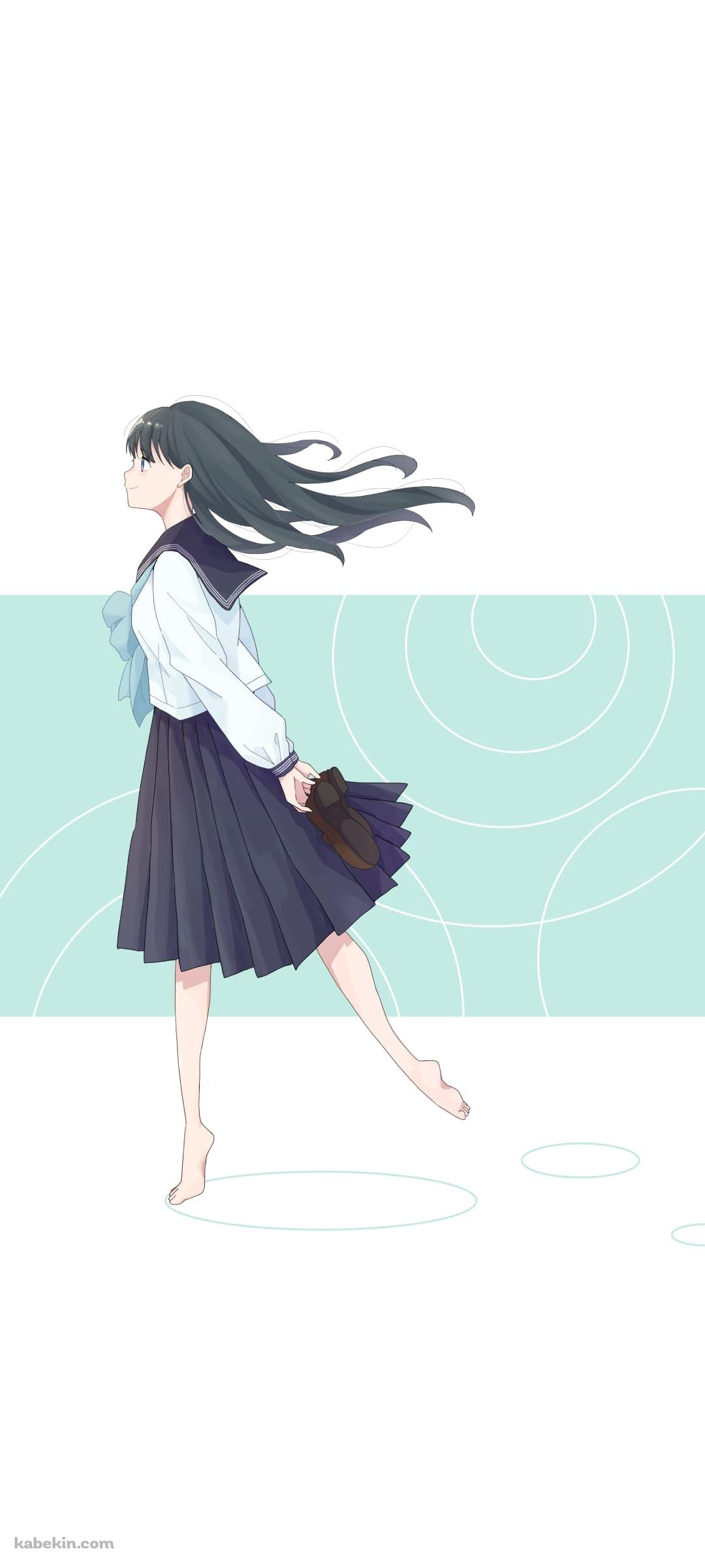 明日小路（あけび こみち） / 明日ちゃんのセーラー服 / ファンアート / イラストのAndroidの壁紙(1080px x 2400px) スマホ用