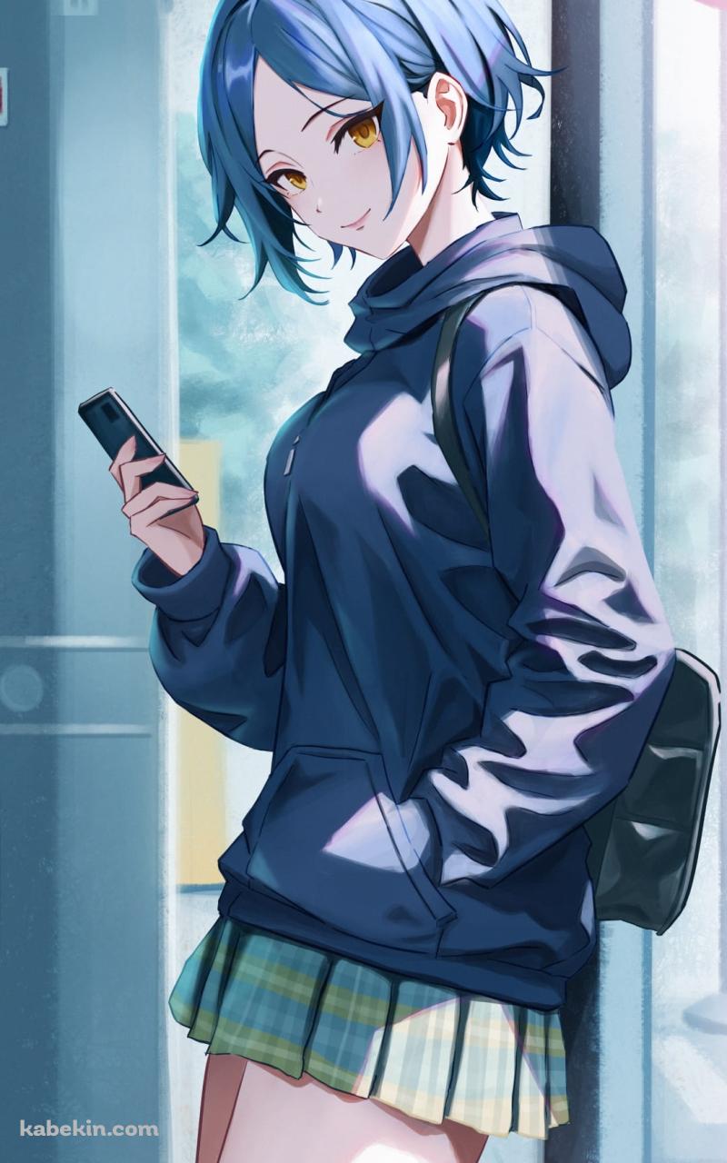 スマホを見ながらこちらを見る速水奏 / アイドルマスターシンデレラガールズ / ファンアート / イラストのAndroidの壁紙(800px x 1280px) スマホ用