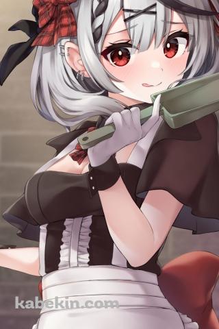 ちりとりを持って掃除をする沙花叉クロヱ（さかまたくろえ） / ホロライブ / バーチャルYouTuberのAndroidの壁紙(320px x 480px) スマホ用