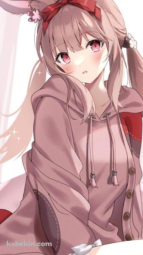 赤いリボンをつけたかわいいヴィエラ / 私服 / ファイナルファンタジー14 / FF14のAndroidの壁紙(480px x 854px) スマホ用