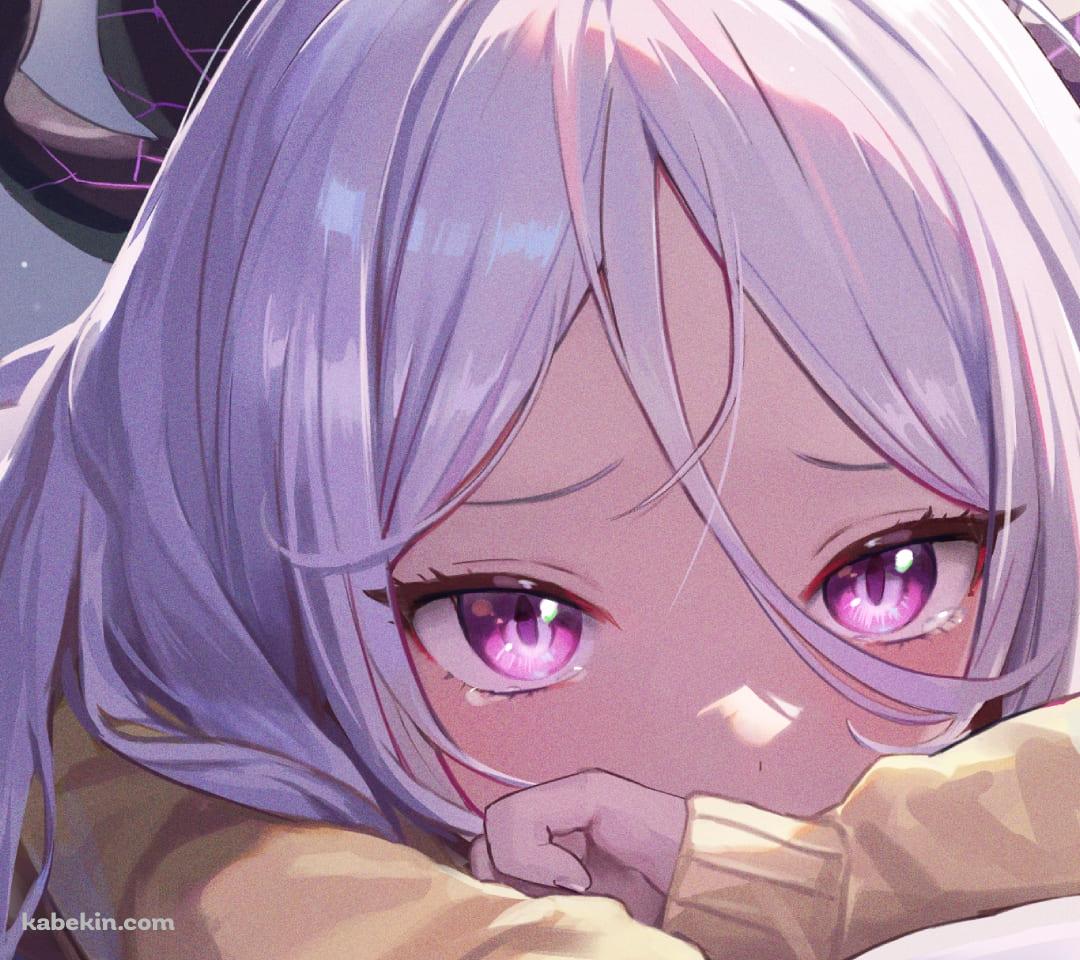布団にうつぶせになるかわいい空崎ヒナ(そらさき ひな) / ブルアカ / ブルーアーカイブ / ファンアート / イラストのAndroidの壁紙(1080px x 960px) スマホ用