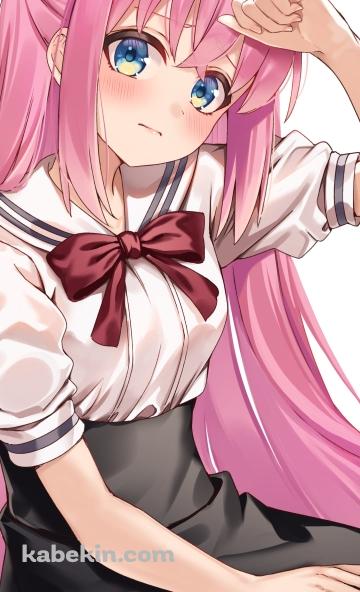 頭に手をあてるかわいい後藤ひとり / ぼっち・ざ・ろっく! / ファンアート / イラストのAndroidの壁紙(360px x 592px) スマホ用