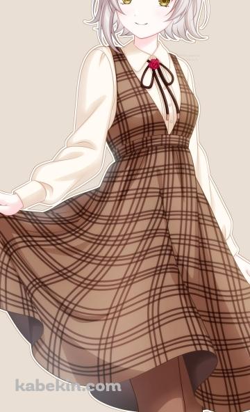 私服姿のかわいいノエル / チェック柄 / 茶色 / ベレー帽 / 原神のAndroidの壁紙(360px x 592px) スマホ用