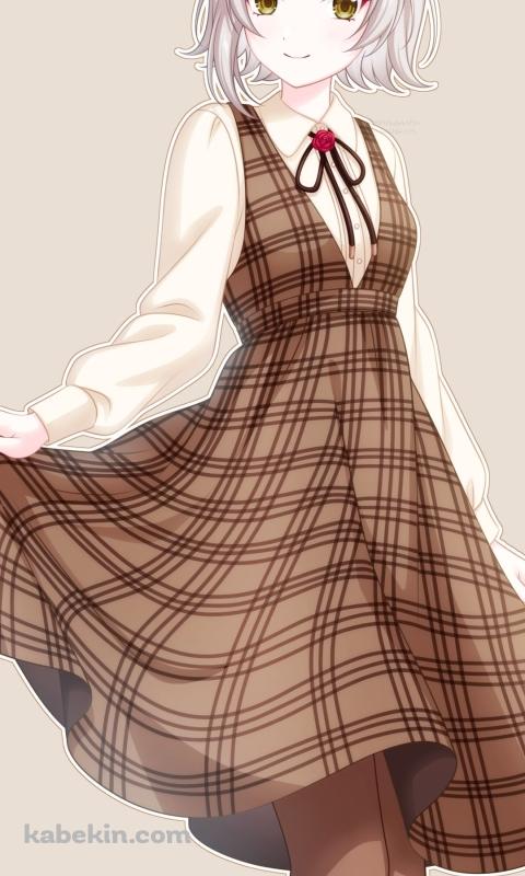 私服姿のかわいいノエル / チェック柄 / 茶色 / ベレー帽 / 原神のAndroidの壁紙(480px x 800px) スマホ用