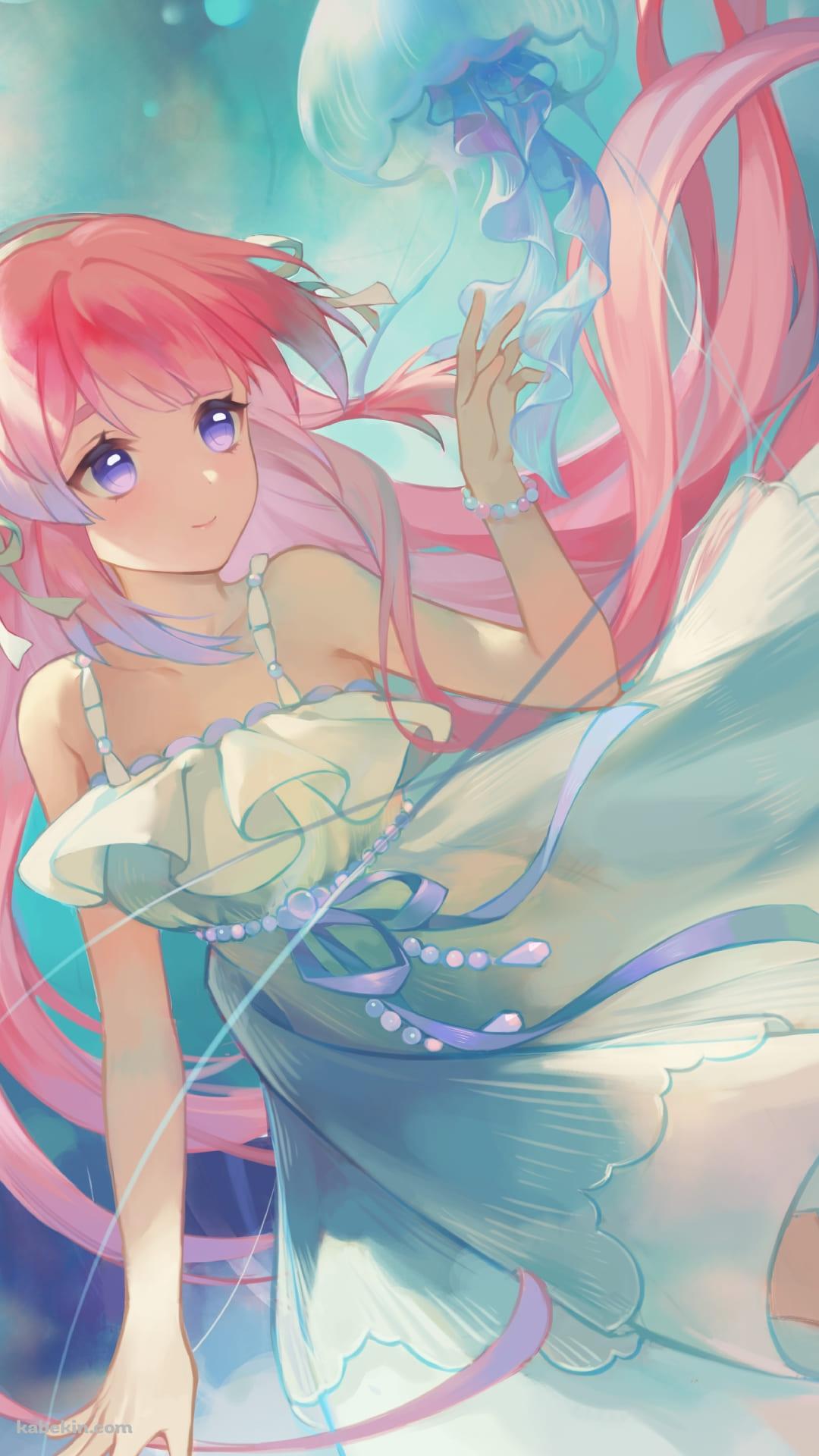 クラゲとかわいい珊瑚宮心海 / 原神のAndroidの壁紙(1080px x 1920px) スマホ用