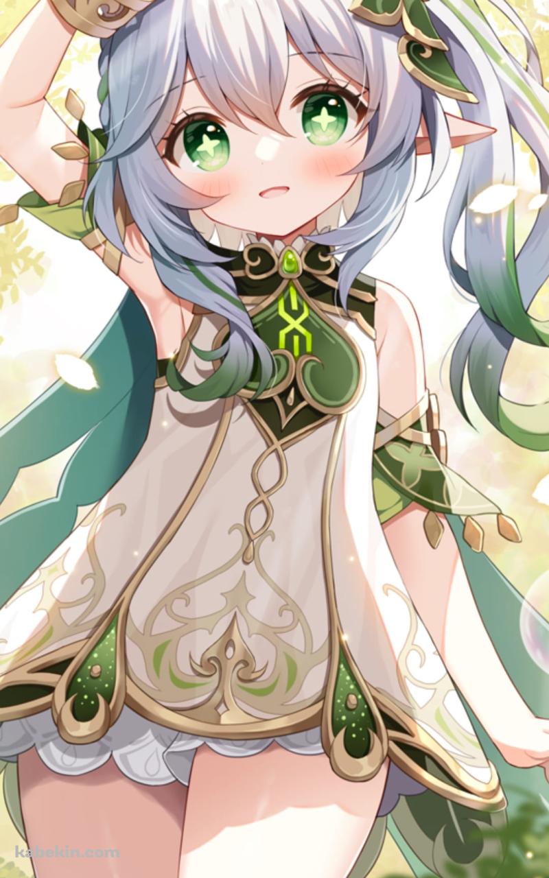 手をかざすプニプニのかわいいナヒーダ / 原神インパクトのAndroidの壁紙(800px x 1280px) スマホ用