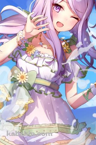 海ではしゃぐかわいいメジロマックイーン / さざ波フェアレディ / コス / ウマ娘プリティーダービー / ファンアート / イラストのAndroidの壁紙(320px x 480px) スマホ用
