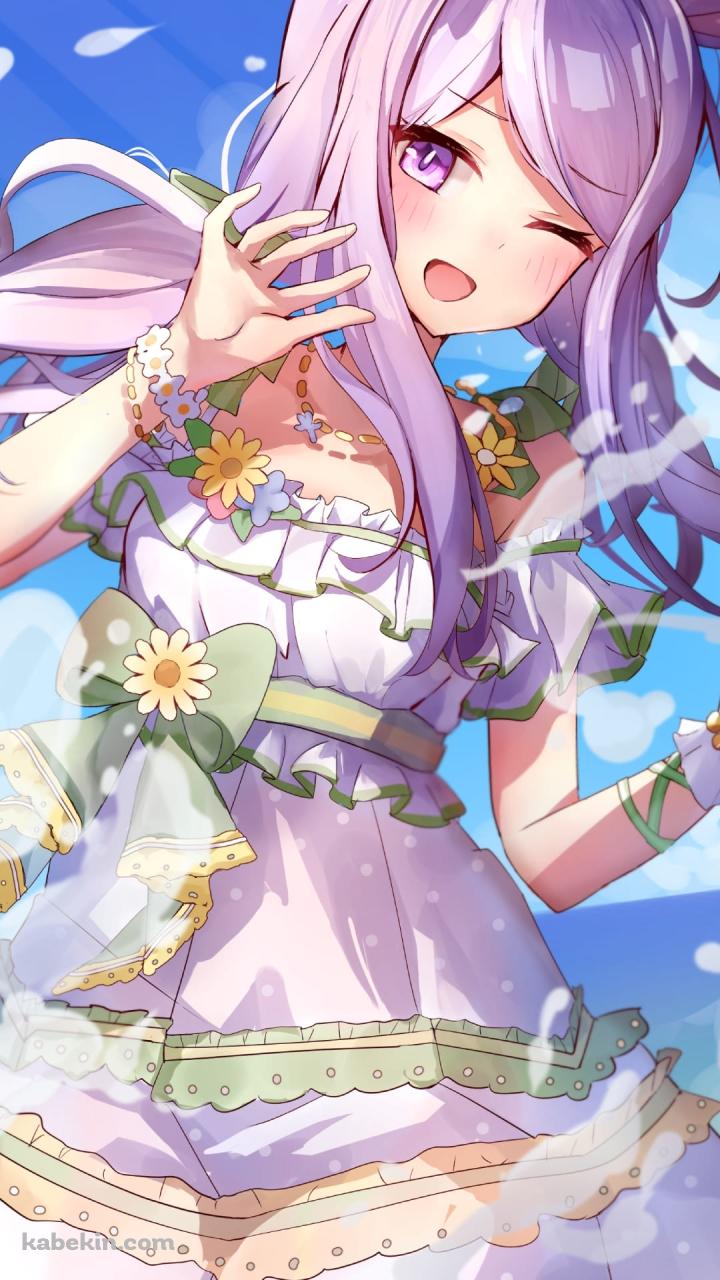 海ではしゃぐかわいいメジロマックイーン / さざ波フェアレディ / コス / ウマ娘プリティーダービー / ファンアート / イラストのAndroidの壁紙(720px x 1280px) スマホ用
