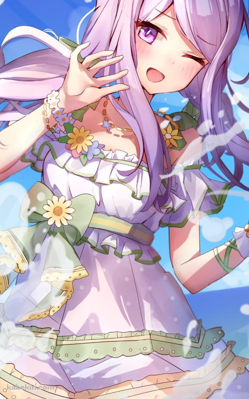 海ではしゃぐかわいいメジロマックイーン / さざ波フェアレディ / コス / ウマ娘プリティーダービー / ファンアート / イラストのAndroidの壁紙(800px x 1280px) スマホ用