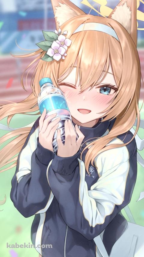 水に頬擦りをするかわいい伊落マリー / ジャージ / 体操服 / ブルアカ / ブルーアーカイブ / ファンアート / イラストのAndroidの壁紙(480px x 854px) スマホ用