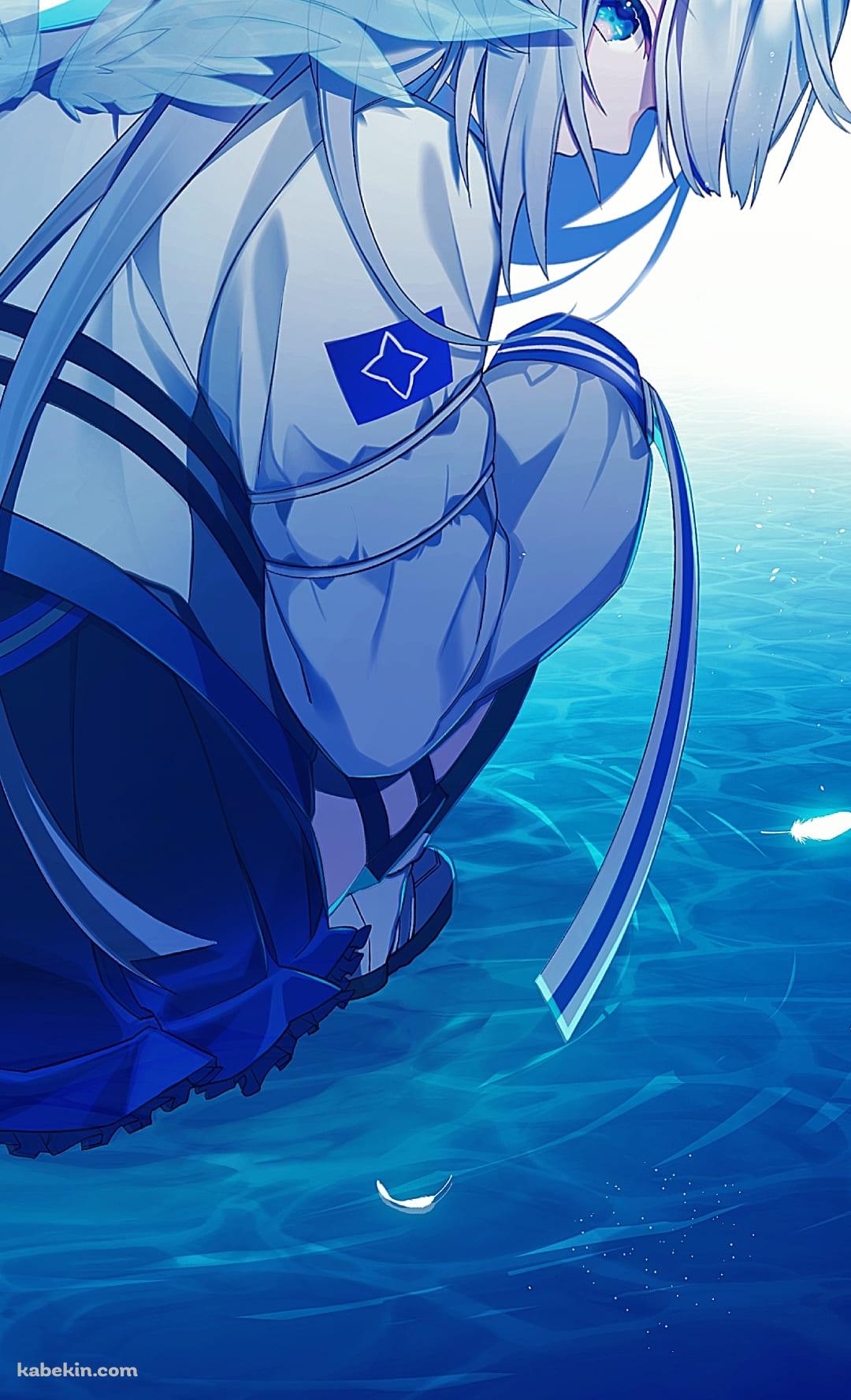 水面に座る天音かなた / ホロライブ / バーチャルYouTuber / ファンアート / イラストのAndroidの壁紙(1080px x 1776px) スマホ用