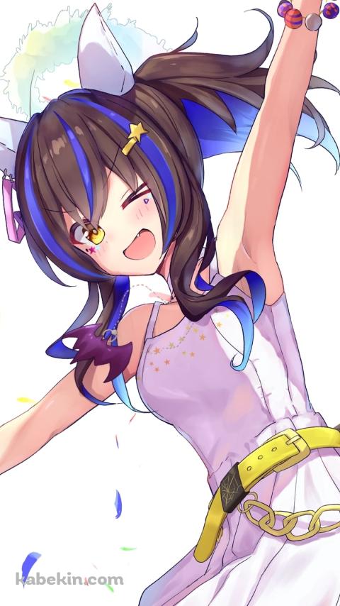 両手を挙げてウィンクをするダイタクヘリオス / ウマ娘プリティーダービー / ファンアート / イラストのAndroidの壁紙(480px x 854px) スマホ用