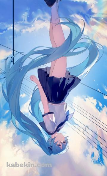 水たまりに映る初音ミク / 綺麗 / ボカロ / ボーカロイド / ファンアート / イラストのAndroidの壁紙(360px x 592px) スマホ用