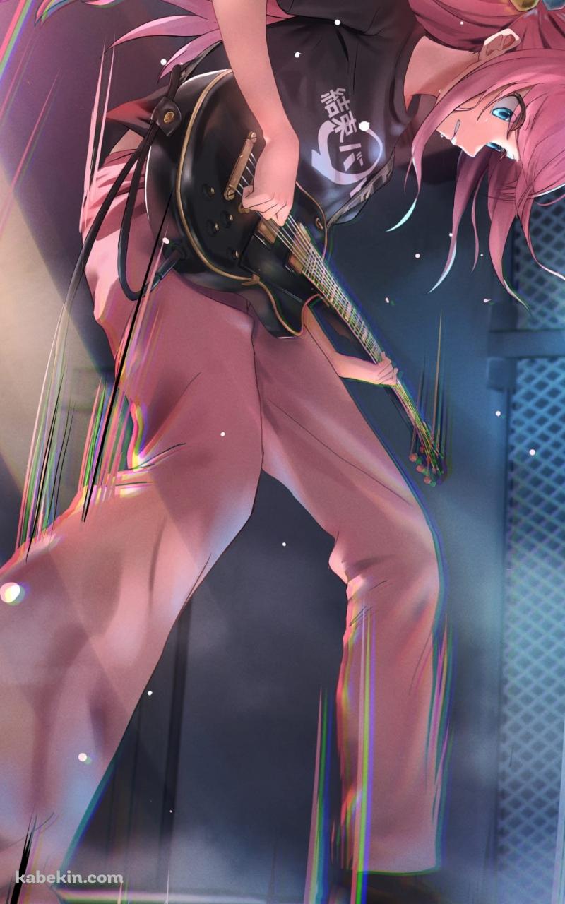 黒いギターをギュンギュン弾く後藤ひとり / ぼっち・ざ・ろっく! / ファンアート / イラストのAndroidの壁紙(800px x 1280px) スマホ用