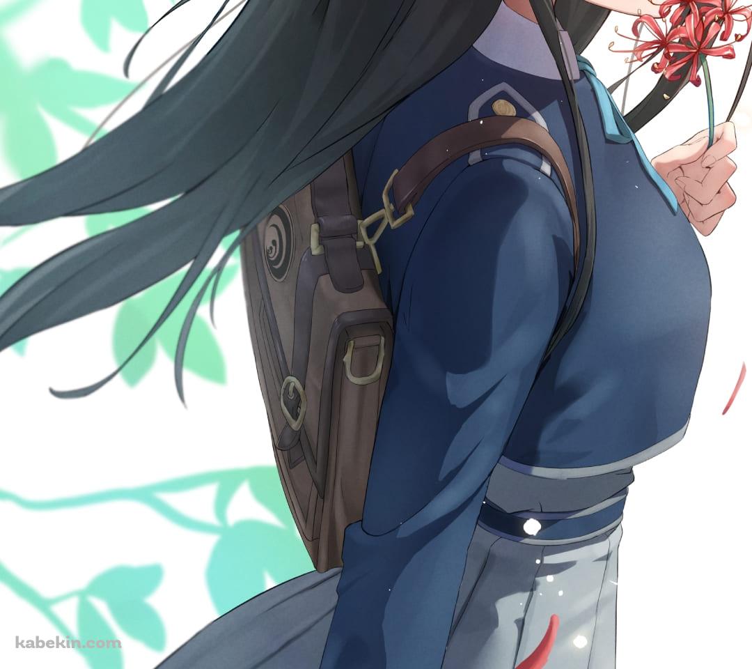 彼岸花を持つ井ノ上たきな / かっこいい / リコリス・リコイル / ファンアート / イラストのAndroidの壁紙(1080px x 960px) スマホ用